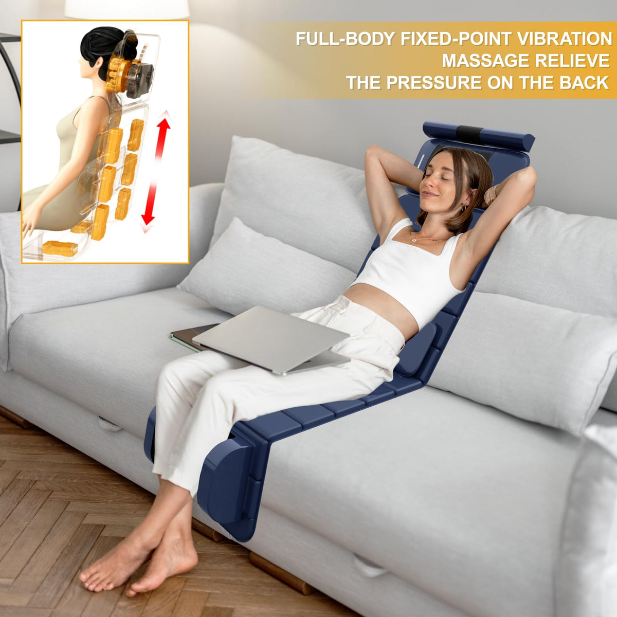 Full Body Massage Mat with Heat, 9 Vibrating Modes, Detachable Neck Massager Z477