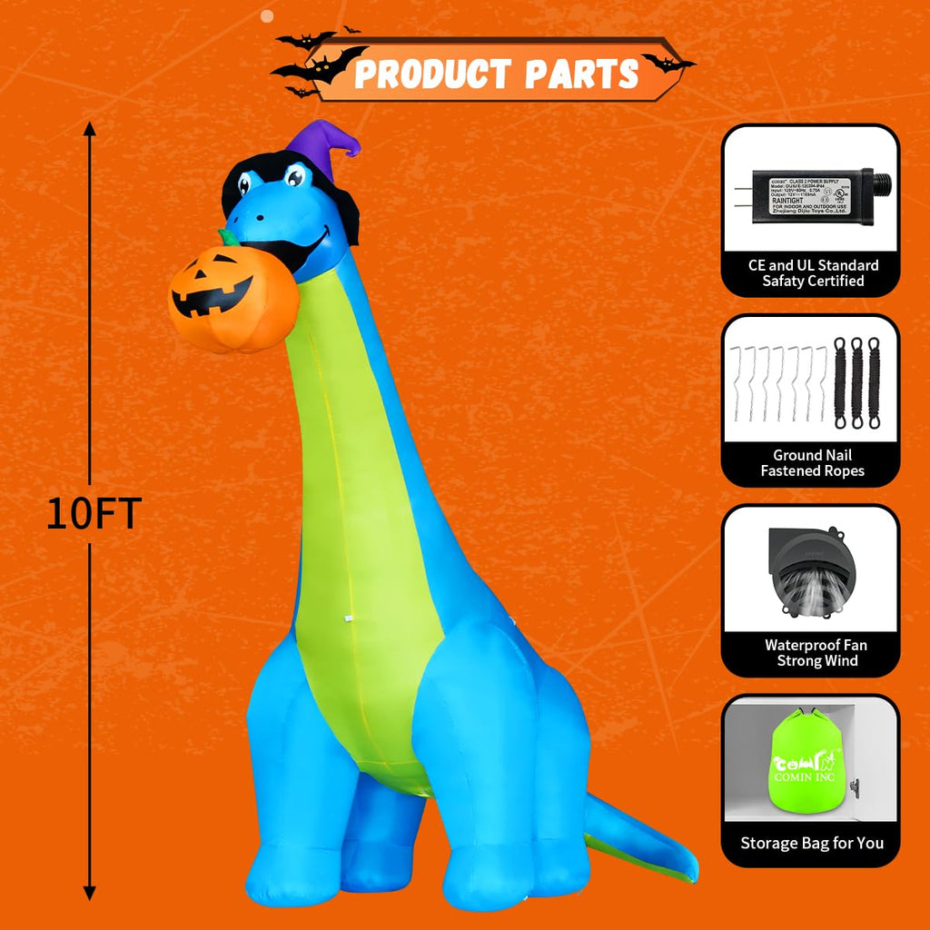 10 FT Animated Inflatable Dinosaur Pumpkin W695