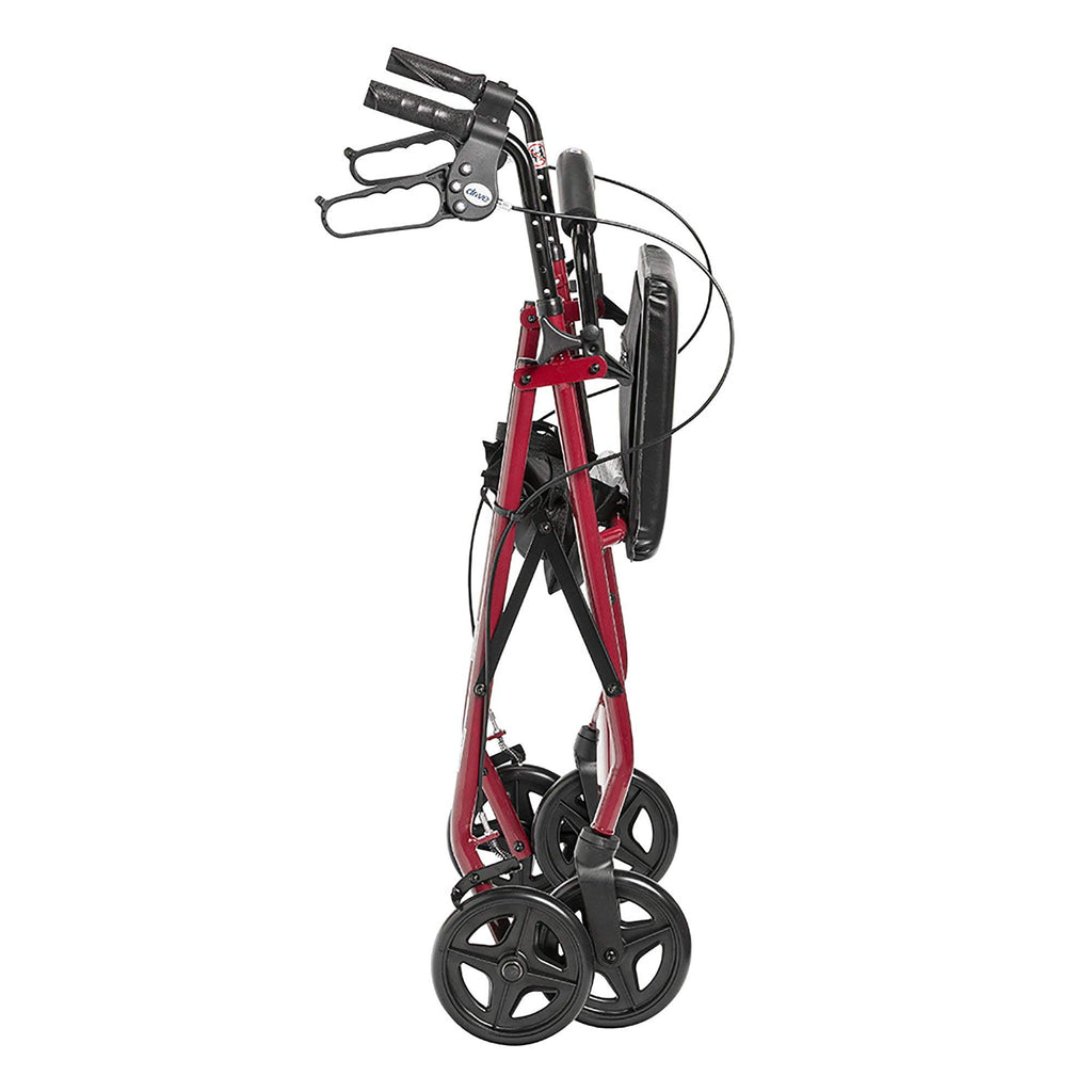 Red Aluminum Rollator with Padded Seat F5677