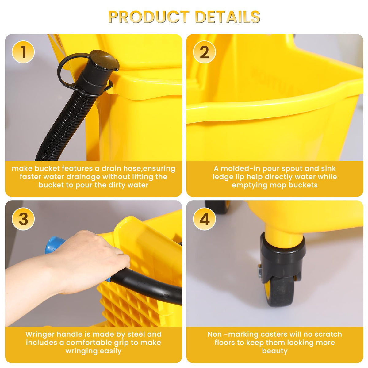35-Qt Mop Bucket with Wringer & Drain Hose K7774