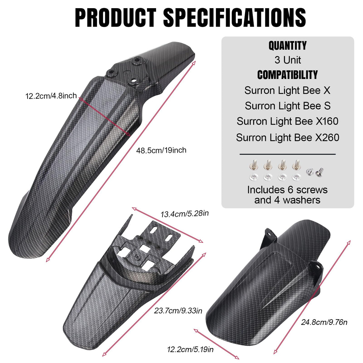 Black Front & Rear Fender Kit S88433