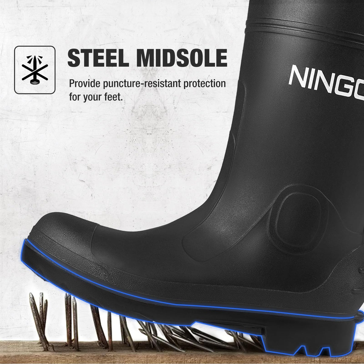 Men's Steel Toe Waterproof Rubber Boots L454