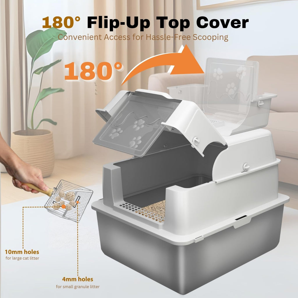 XXXXL Stainless Steel Cat Litter Box with Lid X73923