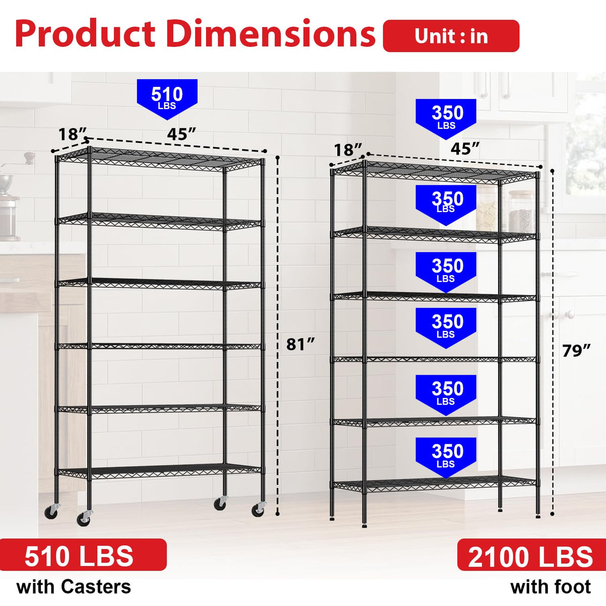 6-Tier Wire Shelf with Wheels C405