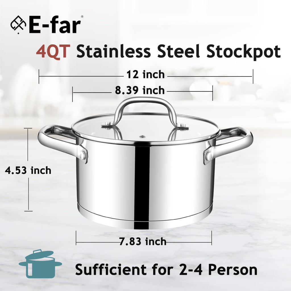 4 Quart Stainless Steel Stock Pot with Lid G68037