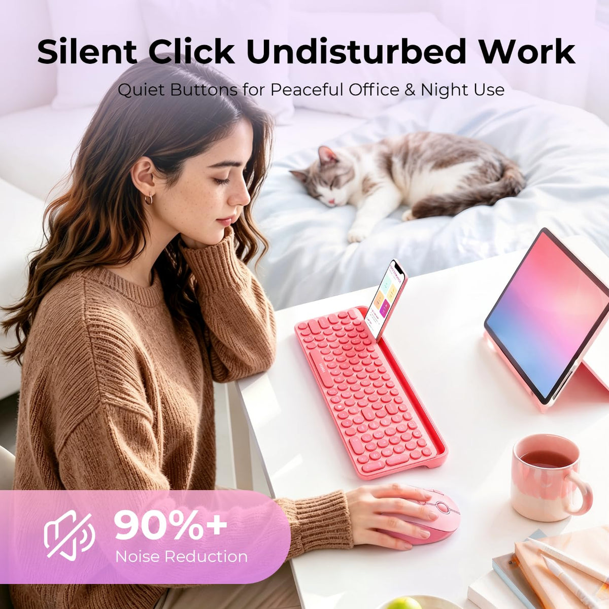 Wireless Ergonomic Pink Trackball Mouse H50573