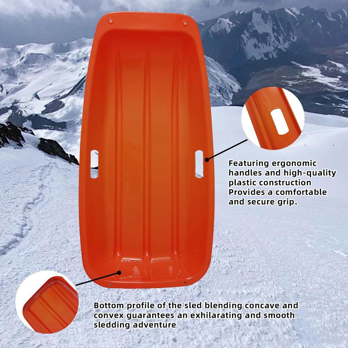 2 Piece Plastic Sled Board with Four Ropes A9338
