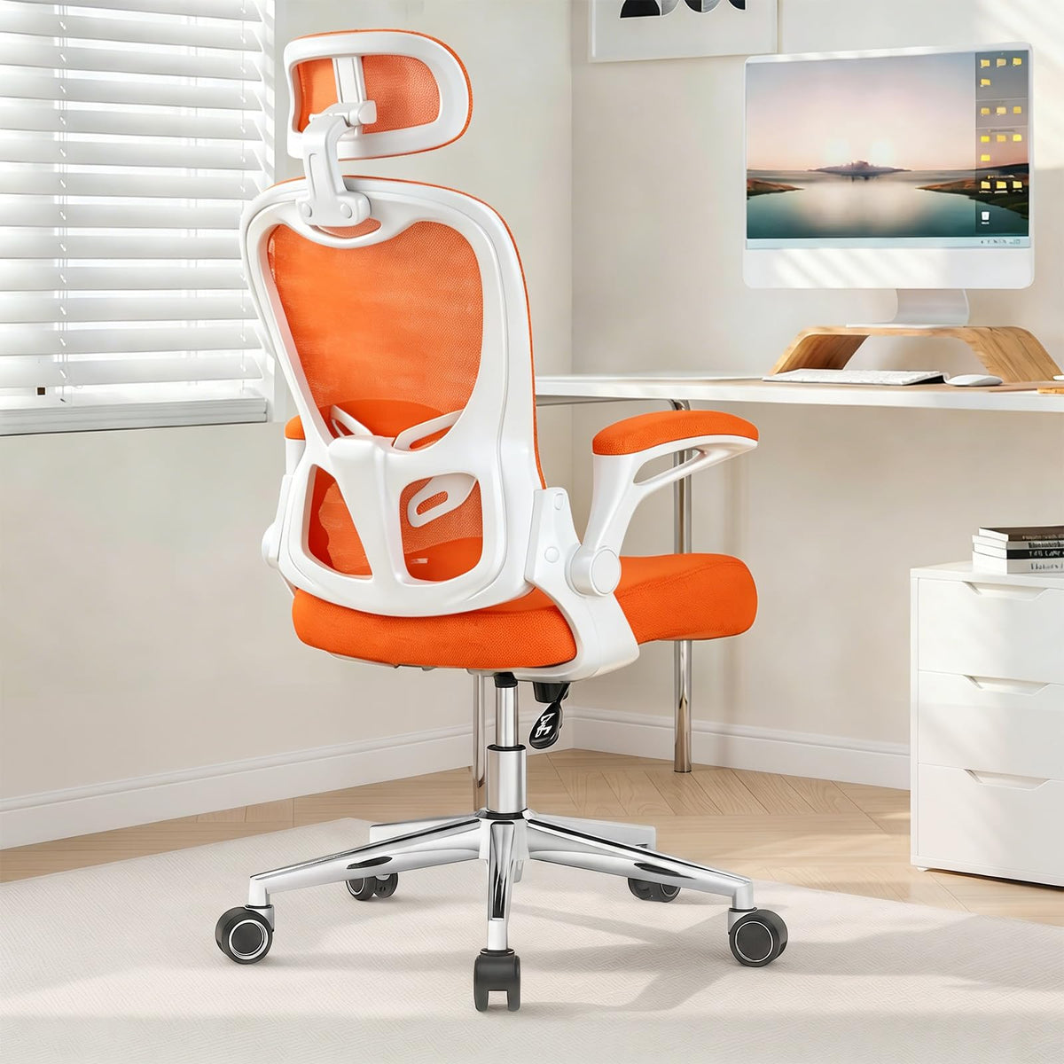 Ergonomic Breathable Mesh Office Chair with Flip-Up Arms D9821
