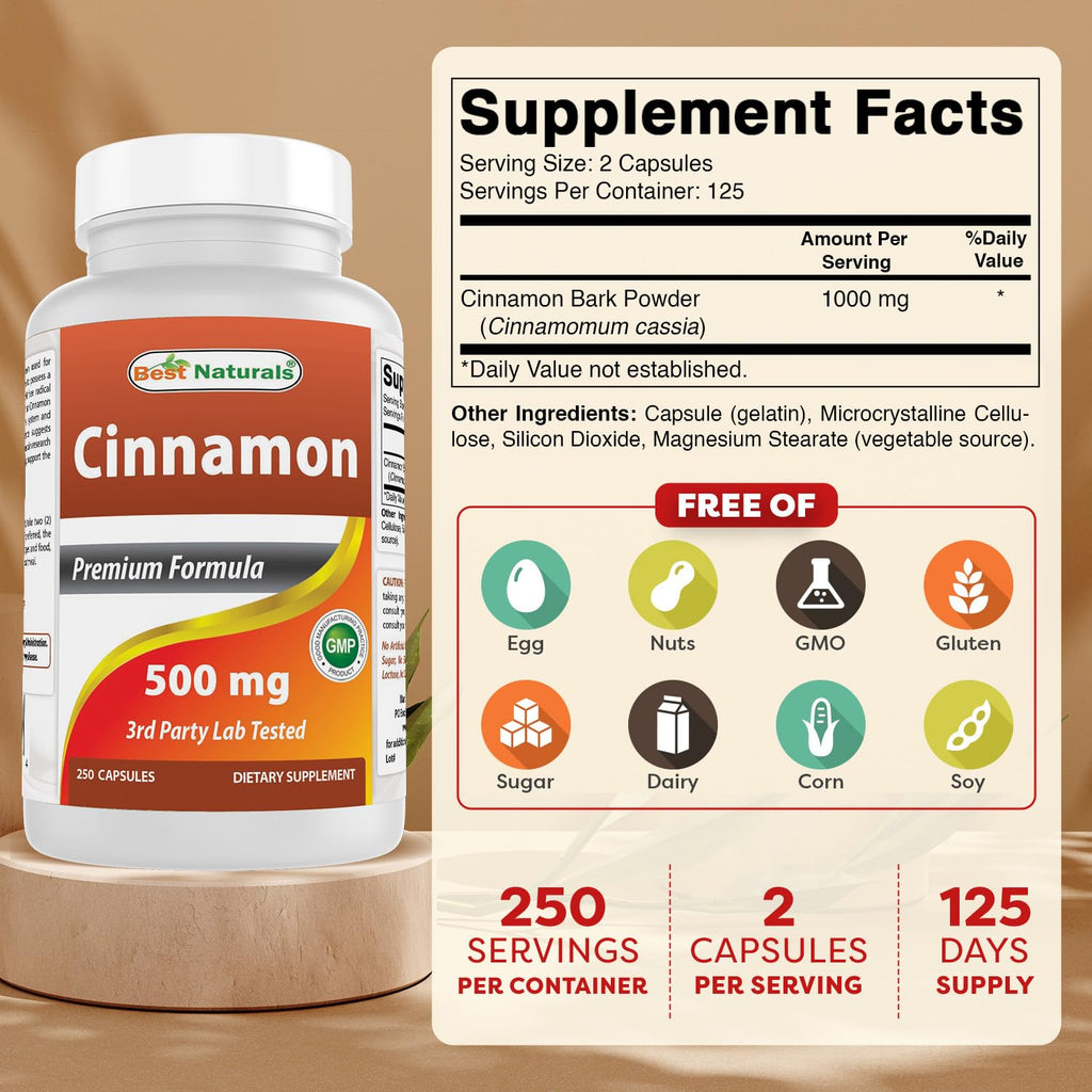 Cinnamon 500 mg 250 Capsules Pack of 2 I462940