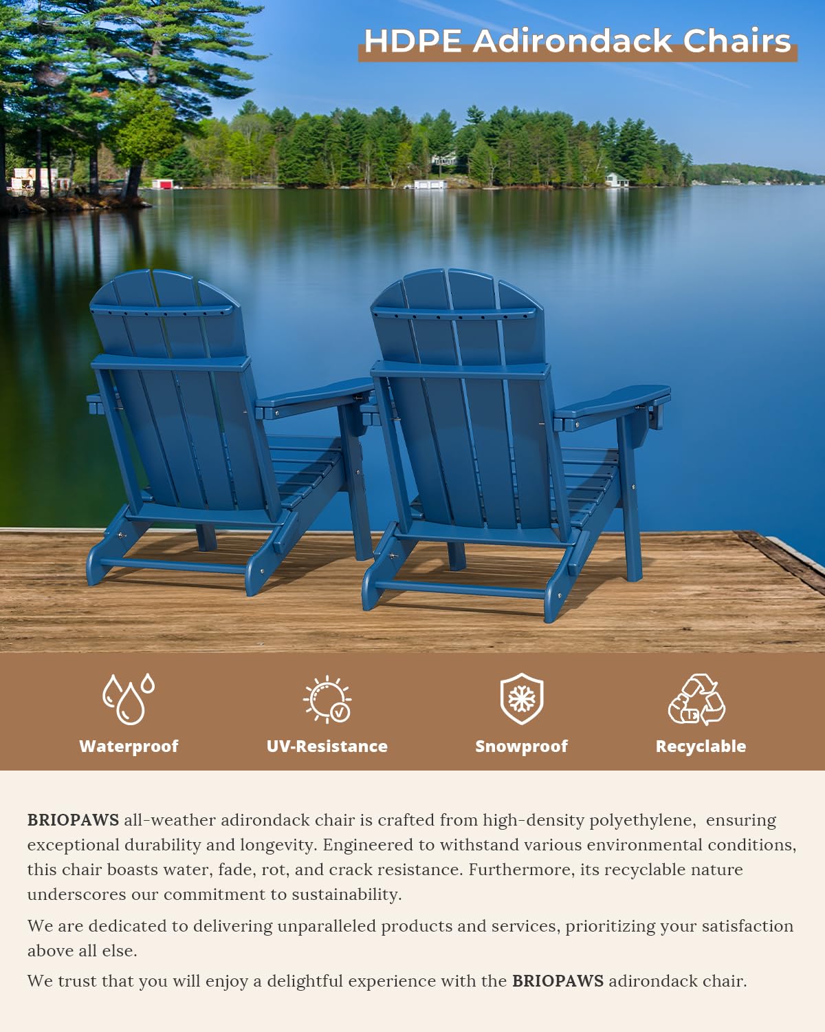 Folding Adirondack Chairs Set of 2 Blue HDPE G982657