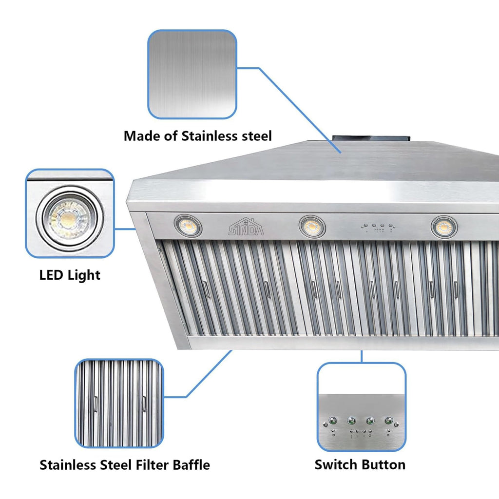 48 inch Stainless Steel Built-in Range Hood with Liner and Baffle Filter V639677