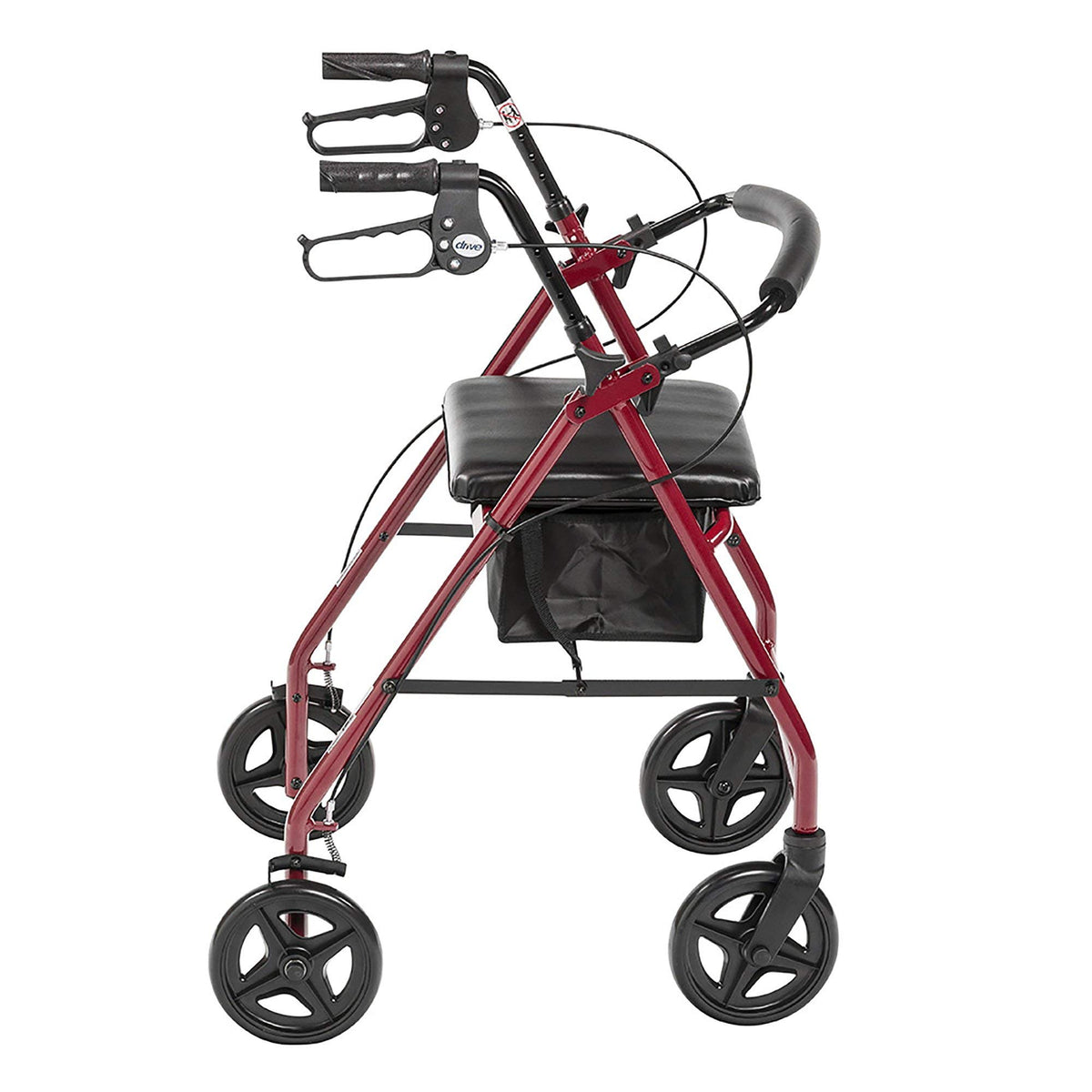 Red Aluminum Rollator with Padded Seat F5677