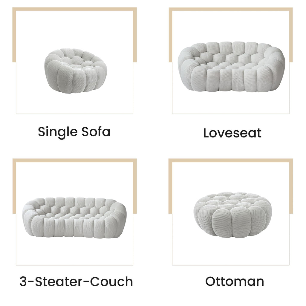 Light Gray Curved Upholstered Sofa E63364