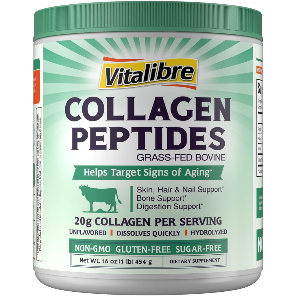 Bovine Collagen Peptides Powder, Hydrolyzed Type I & III, Unflavored, 16oz Y2548