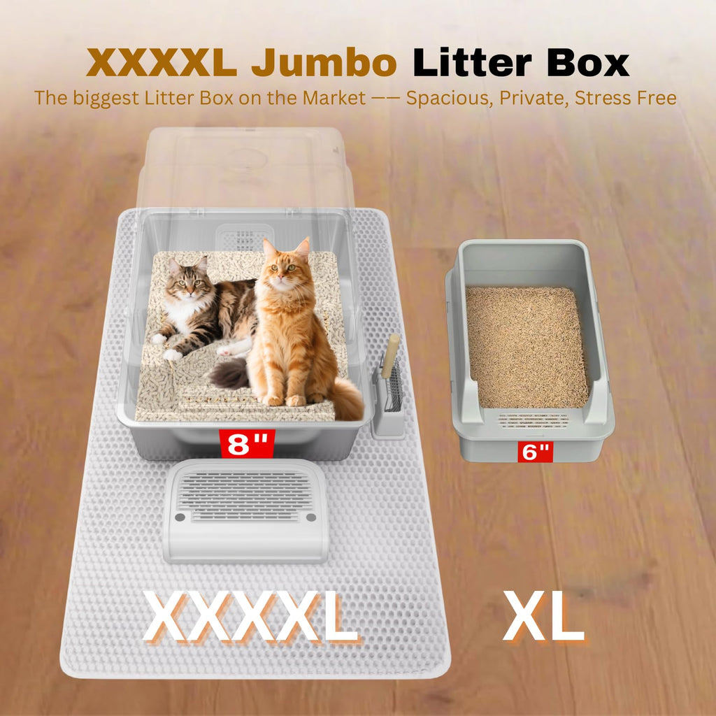 XXXXL Stainless Steel Cat Litter Box with Lid X73923