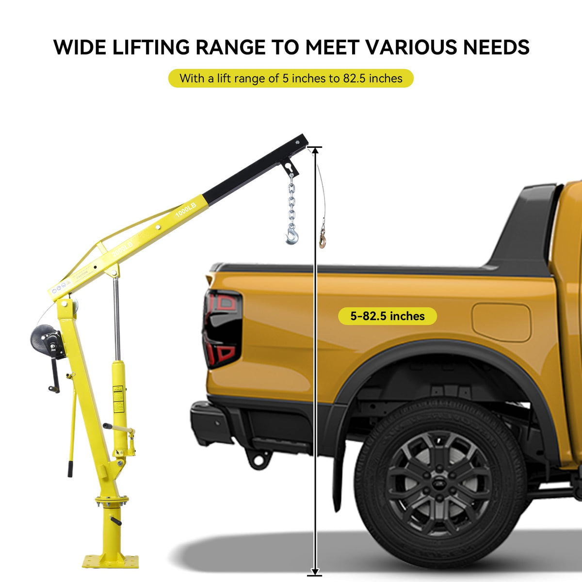 2000 lbs Folding Truck Crane with Hydraulic Winch Z309959