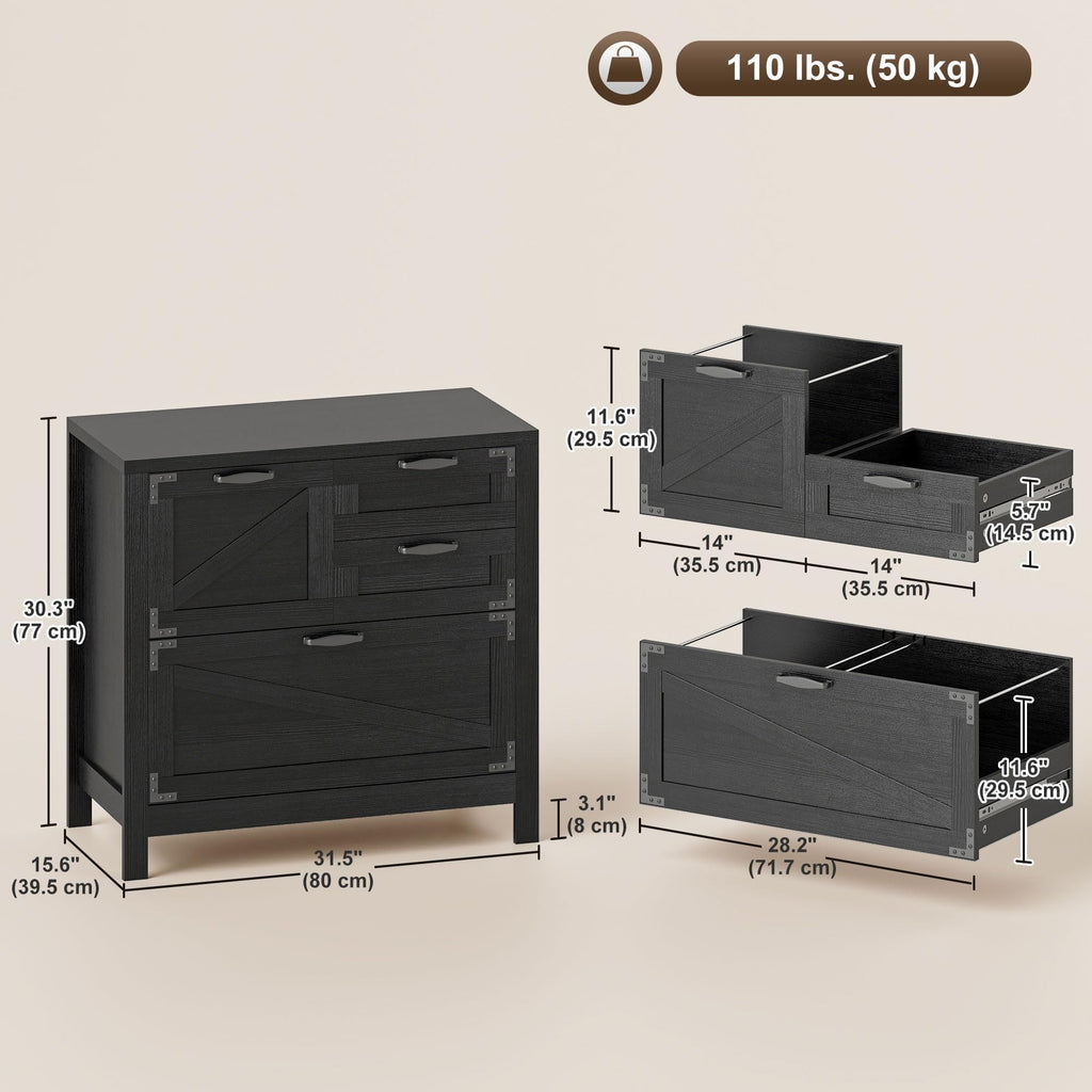 Black 4 Drawer File Cabinet Y452