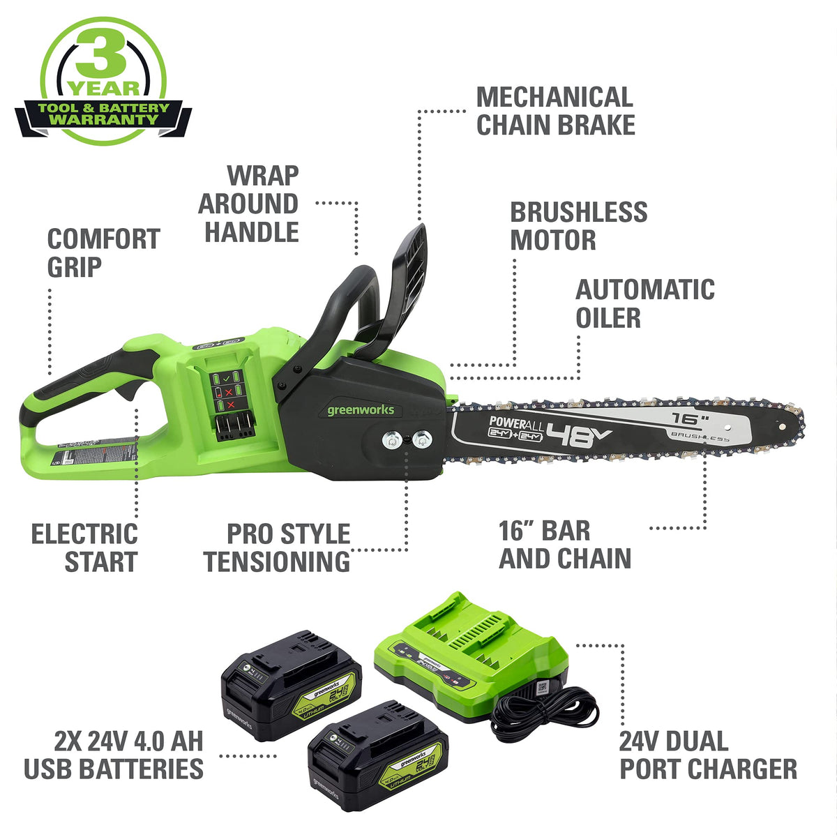 48V 16 in Cordless Electric Chainsaw T194