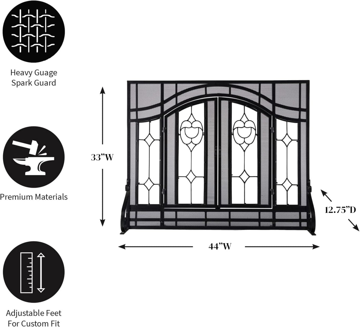 Black Metal Fireplace Screen T252
