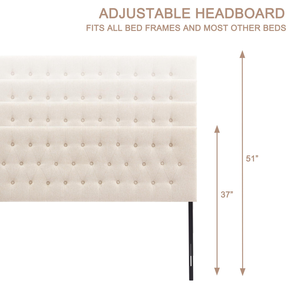 Beige Tufted Upholstered Queen Size Headboard T97813