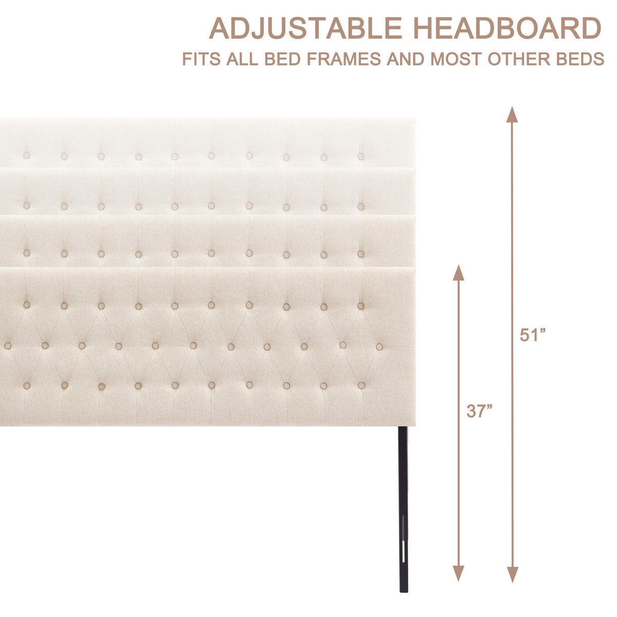 Beige Tufted Upholstered Queen Size Headboard T97813