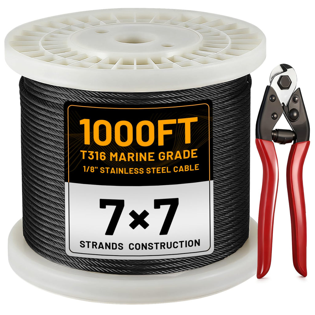 1/8" Stainless Steel Cable 1000FT T316 Wire Rope B4141