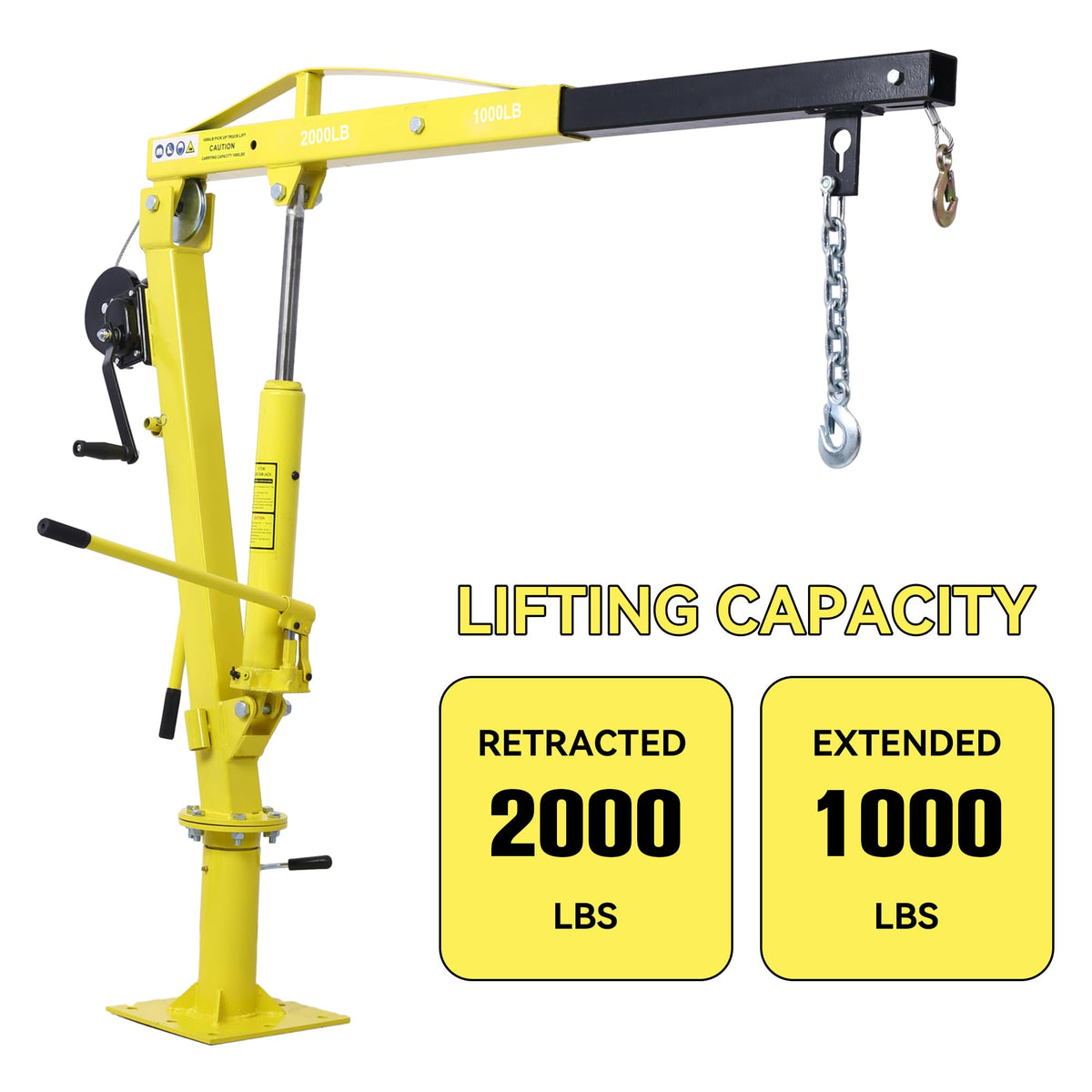 2000 lbs Folding Truck Crane with Hydraulic Winch Z309959
