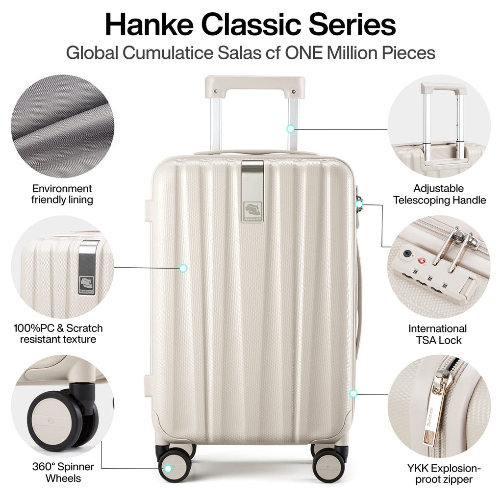 20 Inch Lightweight PC Hard Shell Carry on Luggage with Spinner Wheels R207