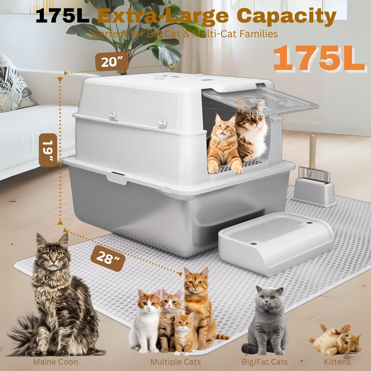 XXXXL Stainless Steel Cat Litter Box with Lid X73923