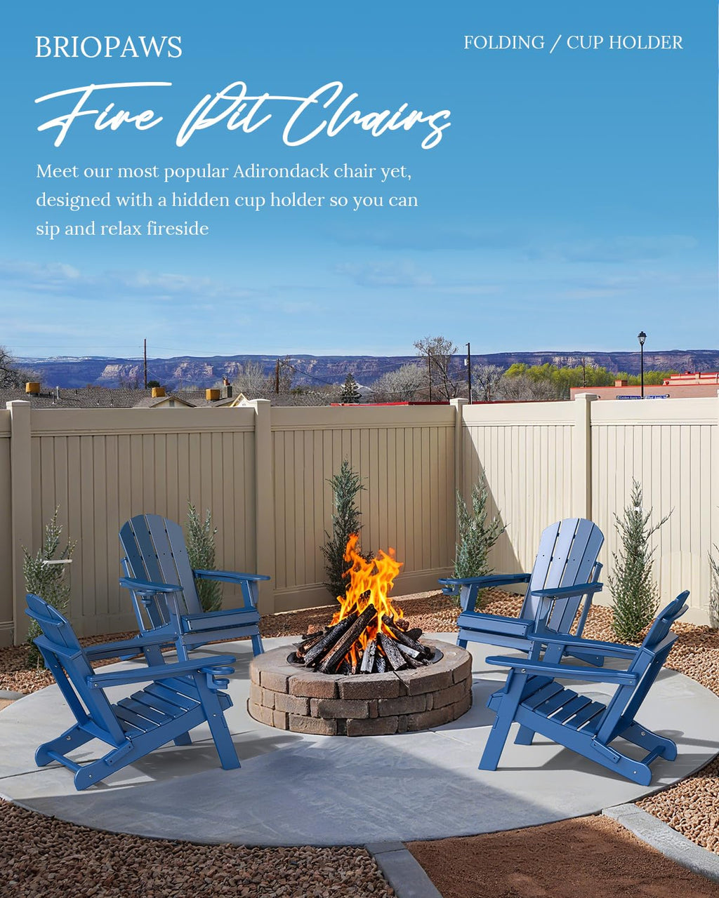 Folding Adirondack Chairs Set of 2 Blue HDPE G982657