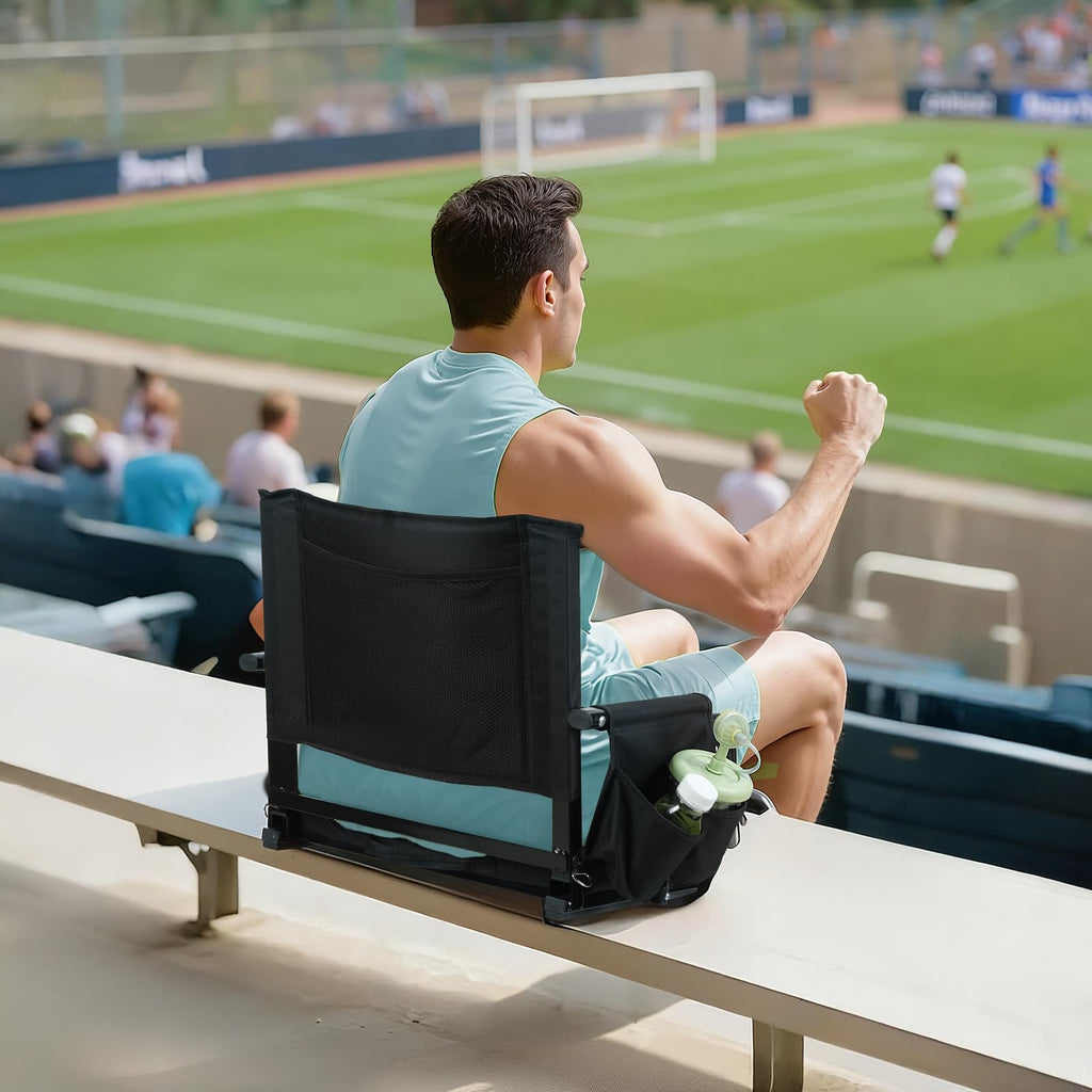 2 Pcs Folding Stadium Seat with Back Support and Cushion M1848