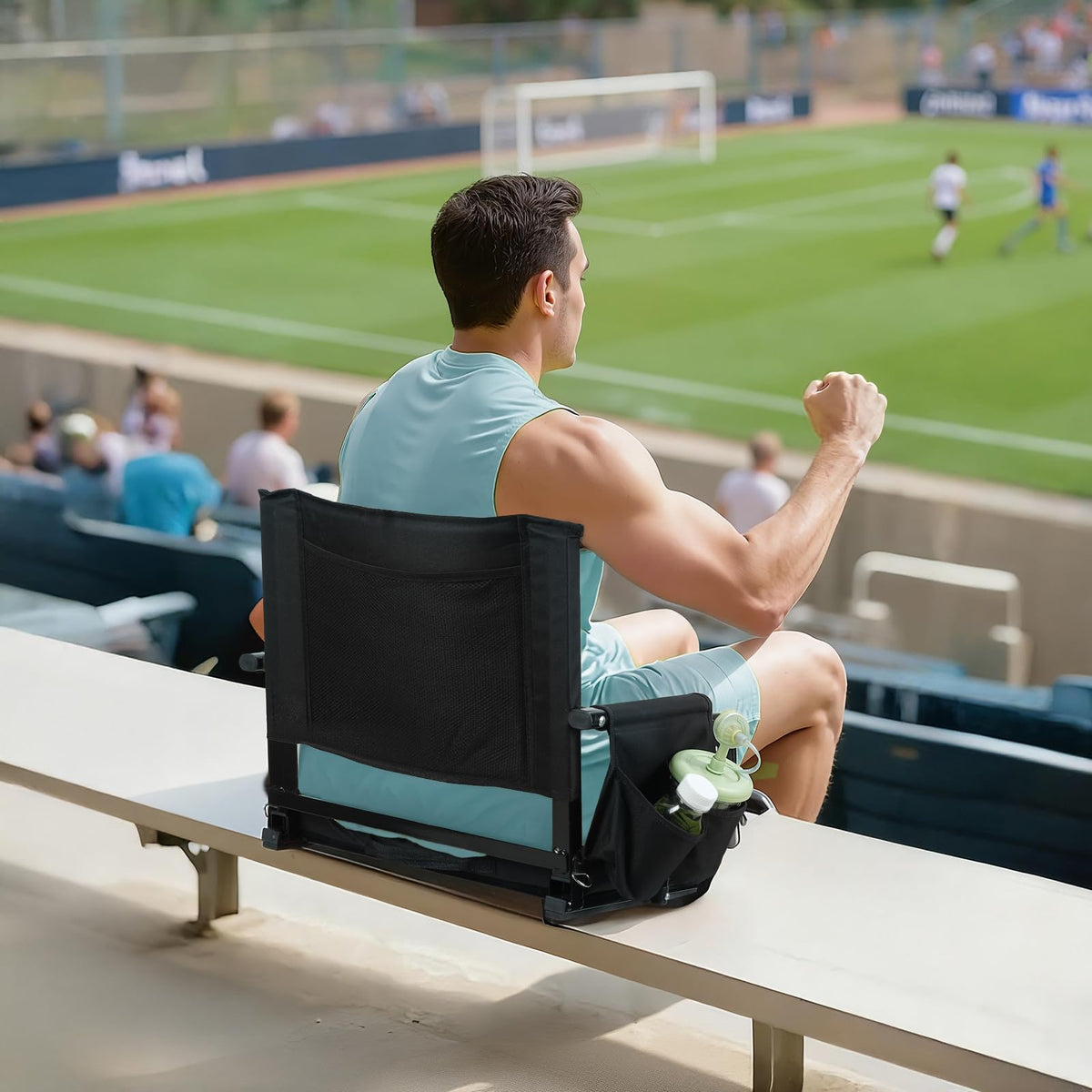 2 Pcs Folding Stadium Seat with Back Support and Cushion M1848
