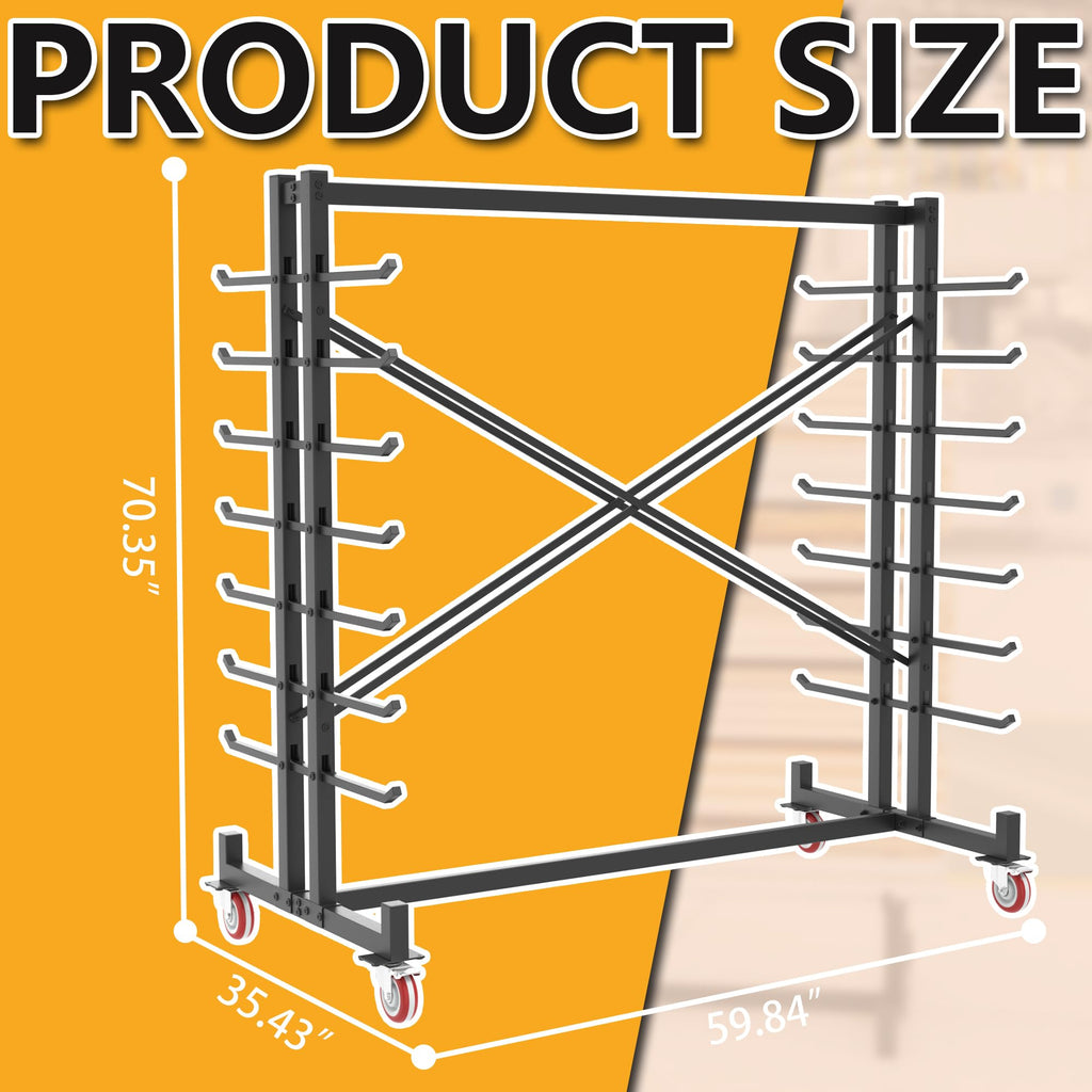 Heavy-Duty 2000LBS 7-Tier Rolling Lumber Storage Rack R30164