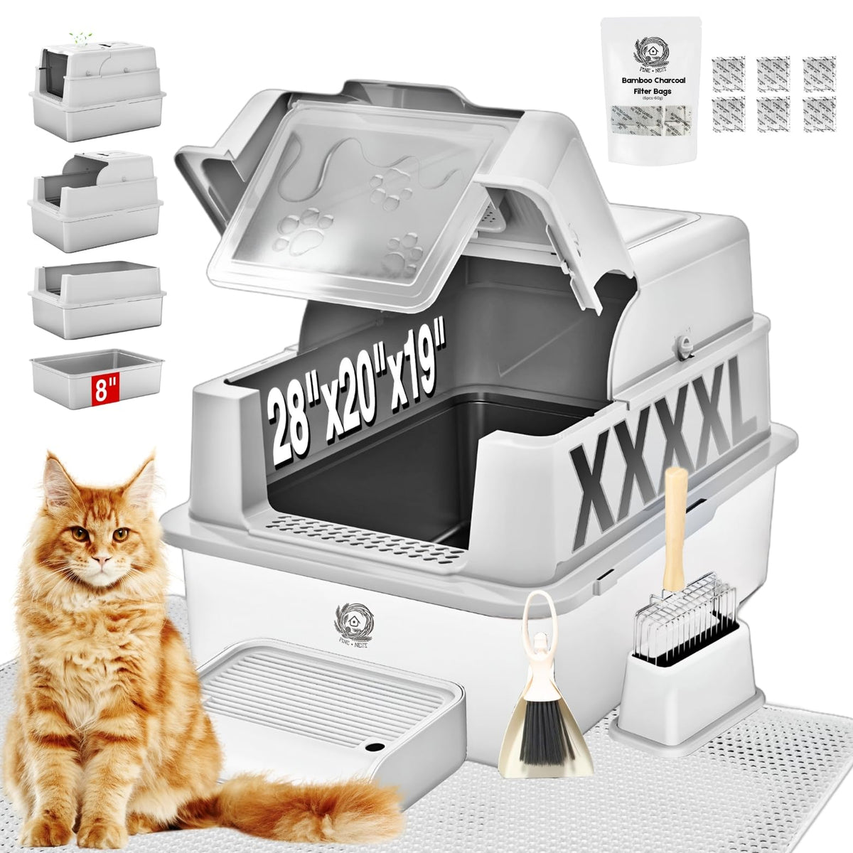 XXXXL Stainless Steel Cat Litter Box with Lid X73923