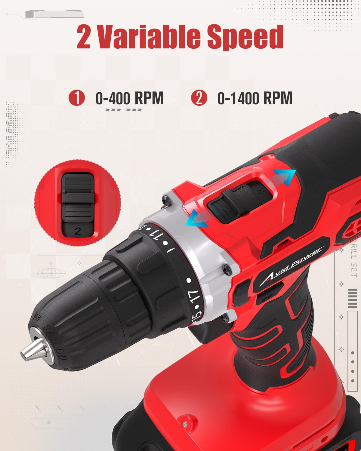 20V Cordless Drill Set with Battery & Charger V4251