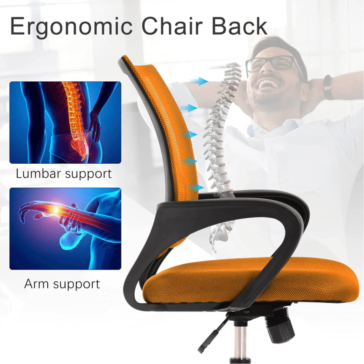 Orange Mesh Ergonomic Desk Chair with Lumbar Support Z241765