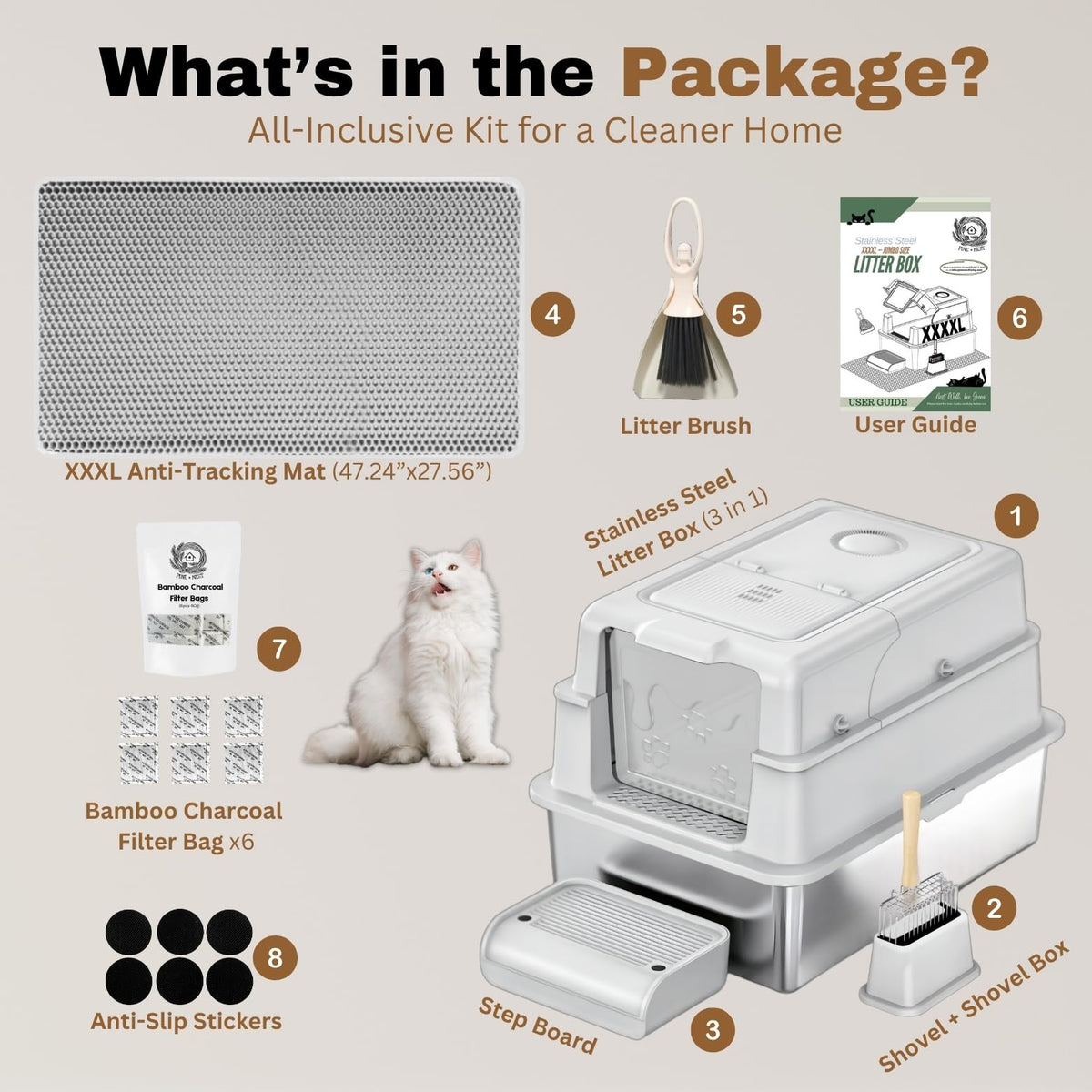 XXXXL Stainless Steel Cat Litter Box with Lid X73923