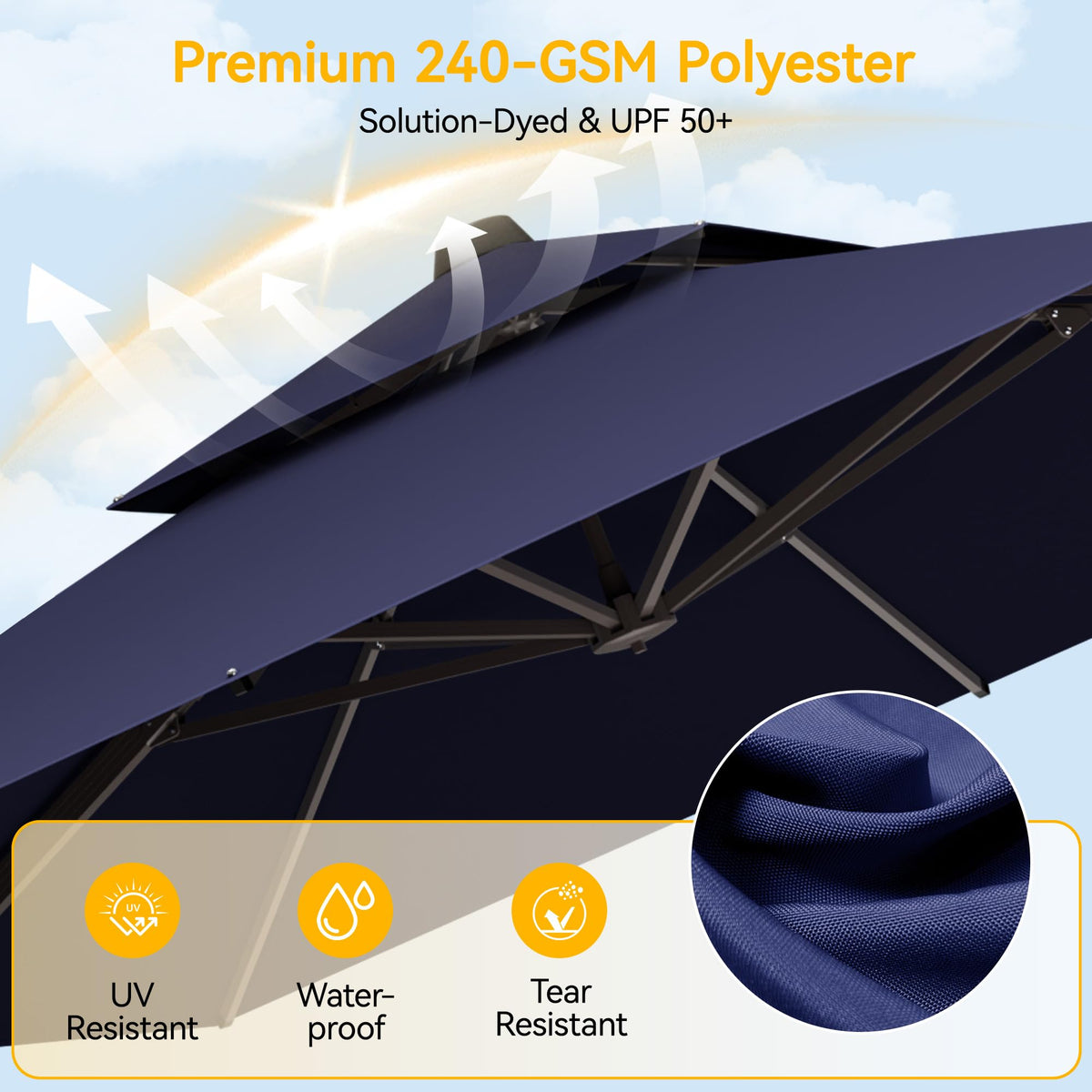10x13 FT Cantilever Patio Umbrella with Base B68996