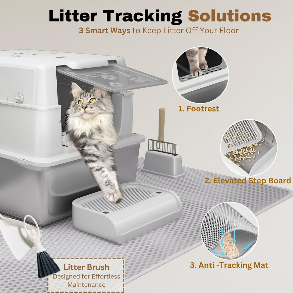 XXXXL Stainless Steel Cat Litter Box with Lid X73923