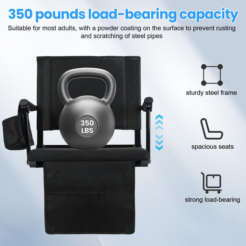 2 Pcs Folding Stadium Seat with Back Support and Cushion M1848