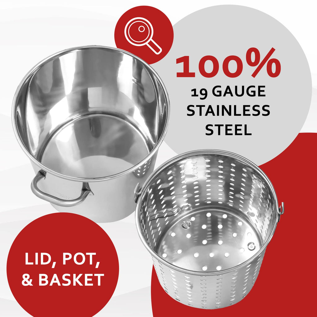42 QT Stainless Steel Stock Pot with Basket N975