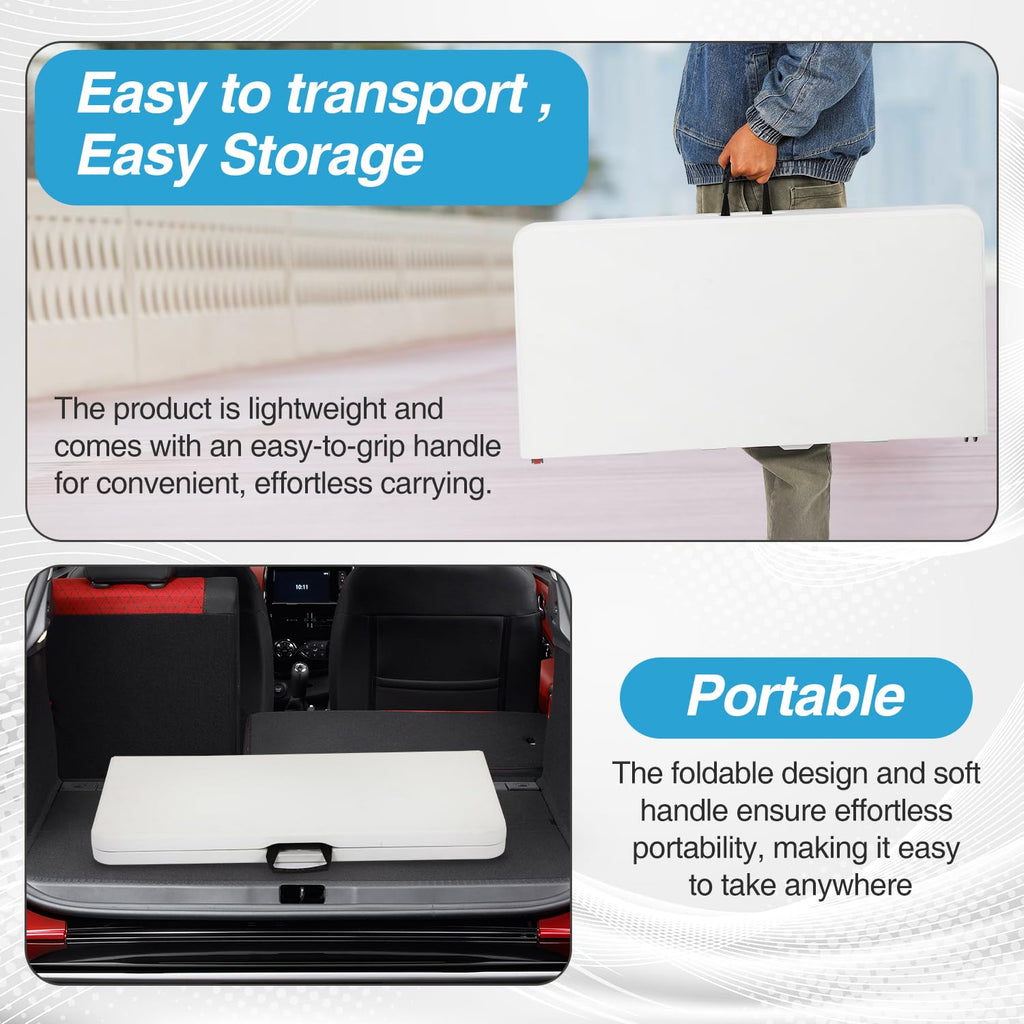 34" White Portable Plastic Folding Table Q755