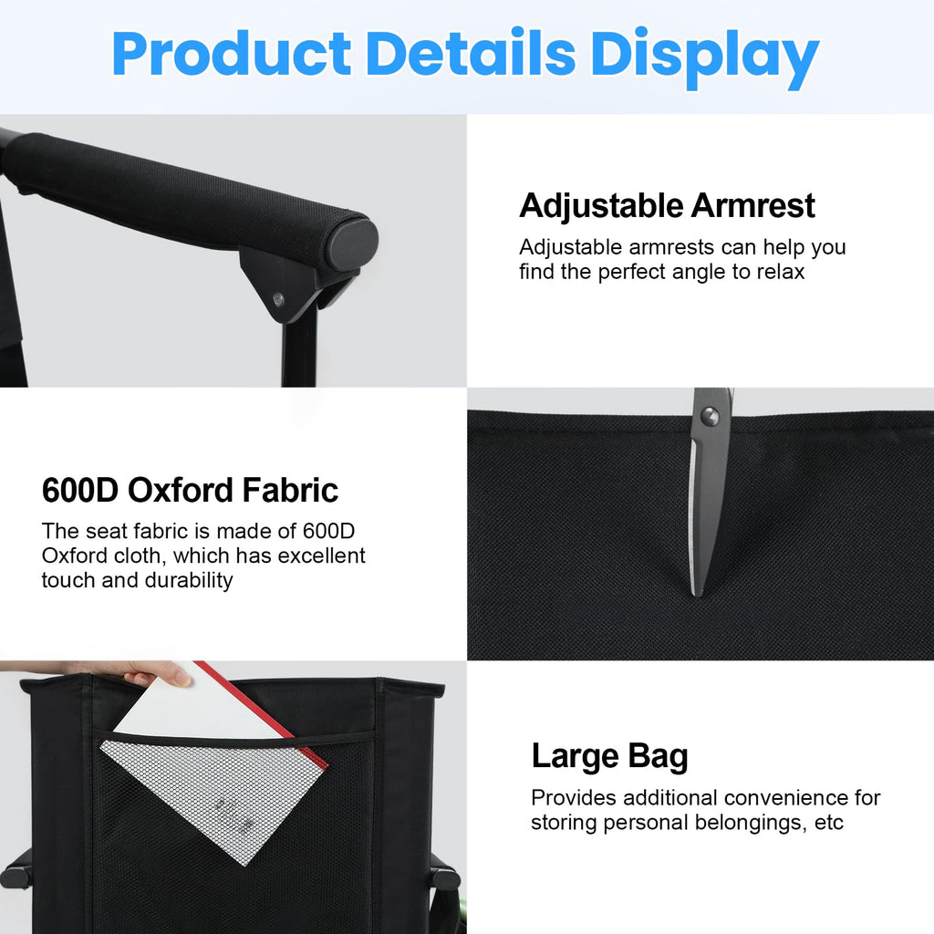 2 Pcs Folding Stadium Seat with Back Support and Cushion M1848