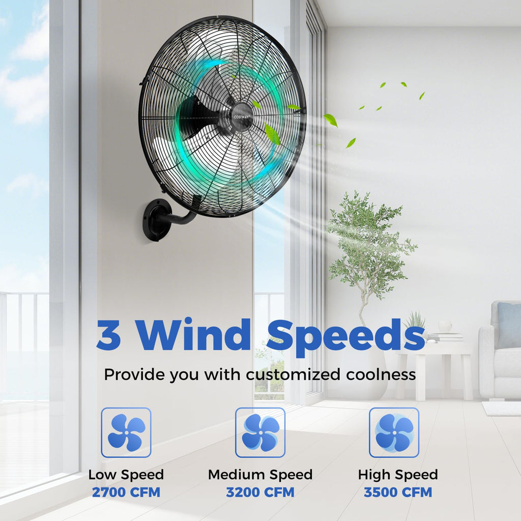 20-inch 3 Speed Metal Wall Mount Fan V8476