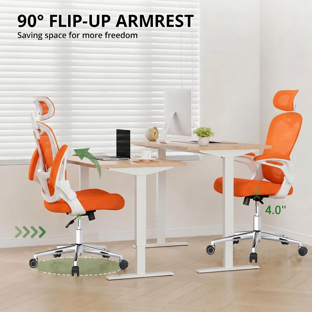 Ergonomic Breathable Mesh Office Chair with Flip-Up Arms D9821