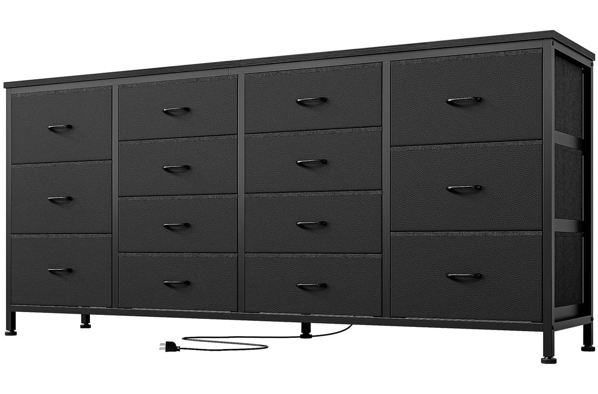 Black 14 Drawer Dresser TV Stand E7020