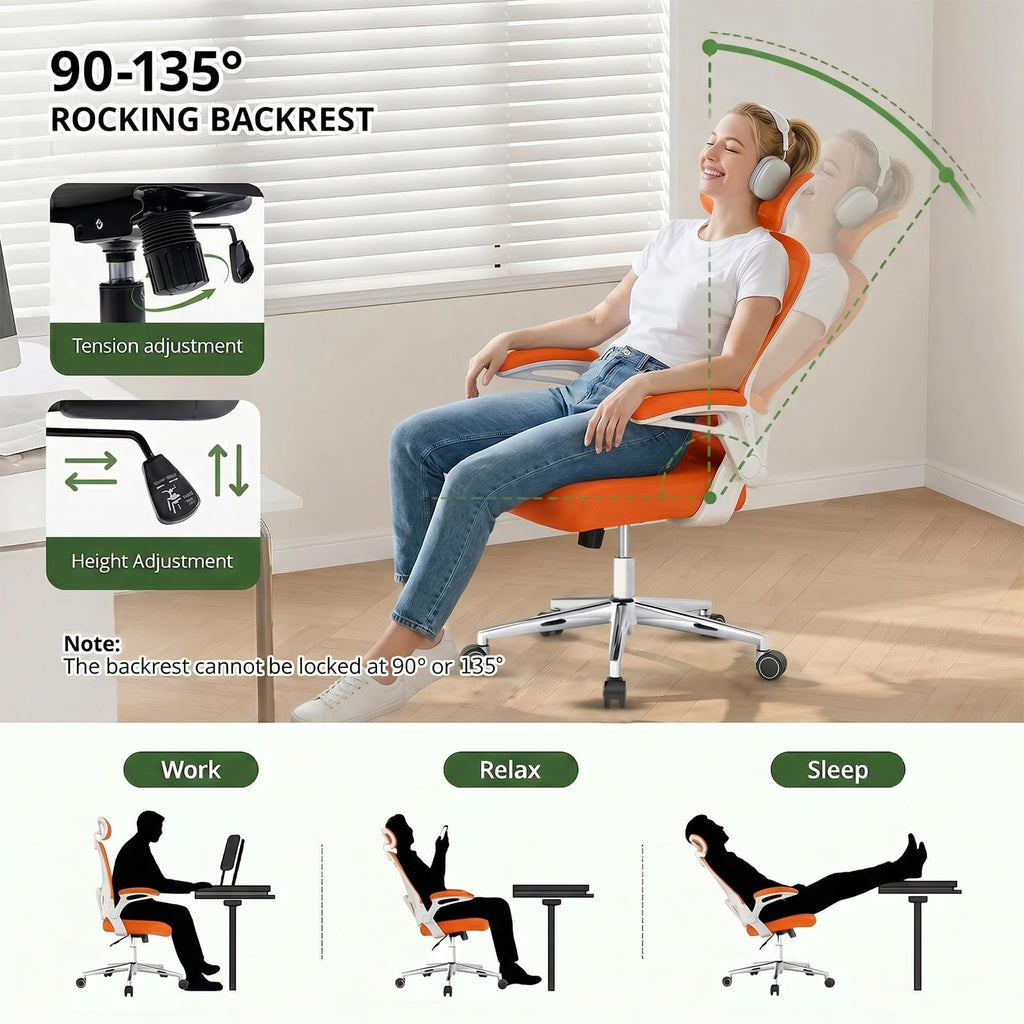 Ergonomic Breathable Mesh Office Chair with Flip-Up Arms D9821