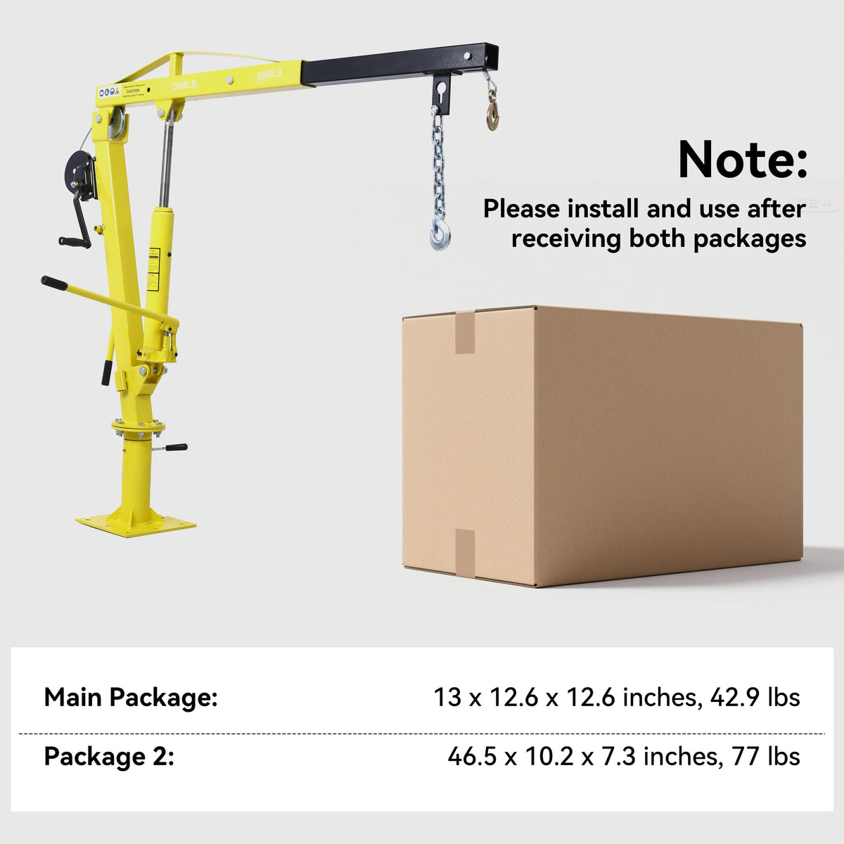 2000 lbs Folding Truck Crane with Hydraulic Winch Z309959