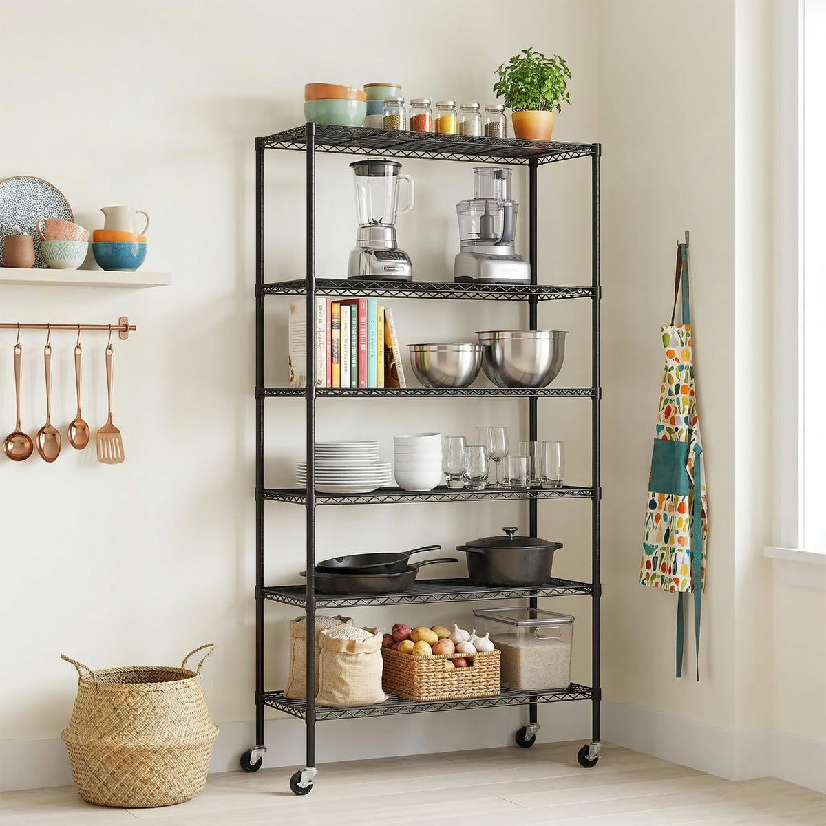 6-Tier Wire Shelf with Wheels C405