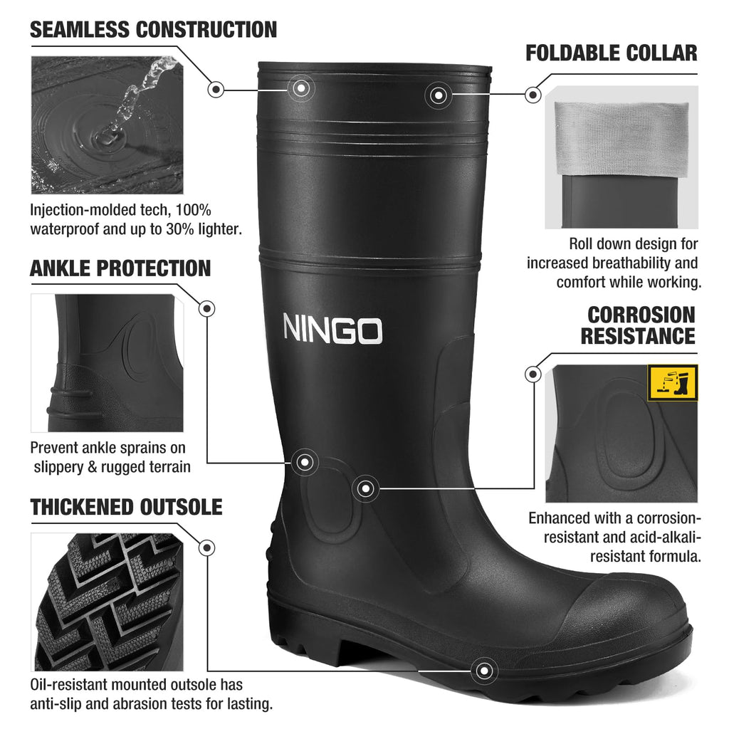 Men's Steel Toe Waterproof Rubber Boots L454